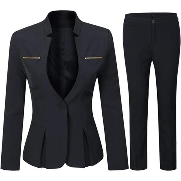 Trending New Fashion Women Professional Office Suit - Lady Blazer Slim Pants Two Piece Suit Set